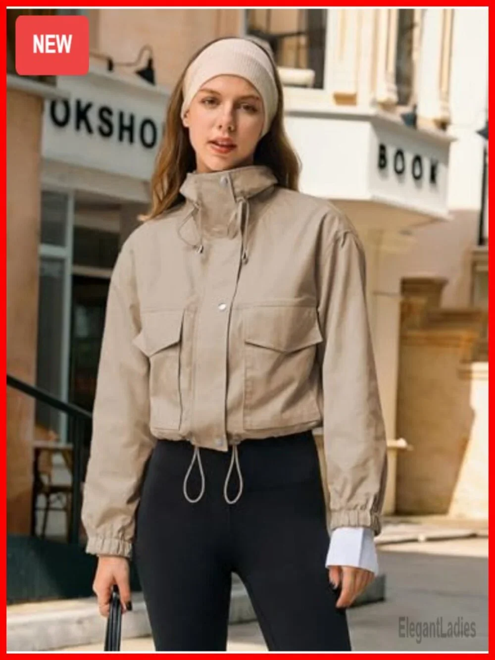 Women's Cropped Zip Up Utility Anorak Jacket Lightweight Oversized Casual